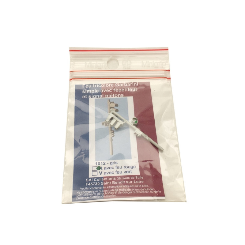 Feu tricolore simple gris-Rouge-HO 1/87-SAI 1012R