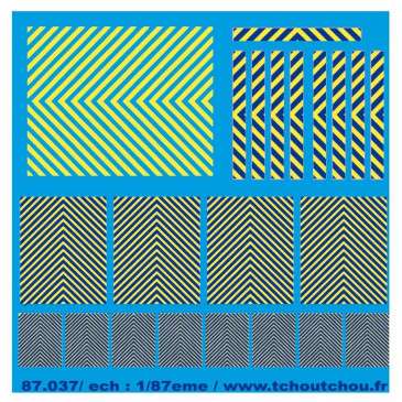 Zebras jaune (fluo) et bleu - Gendarmerie décalcomanies-HO 1/87-TCHOUTCHOU 87037