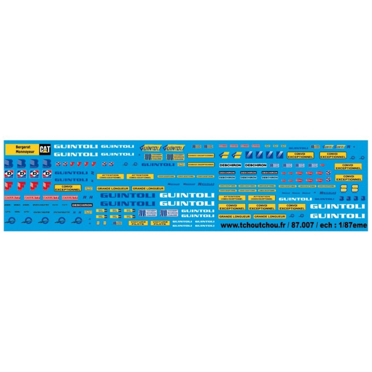 Travaux public et convois exceptionnel décalcomanies-HO 1/87-TCHOUTCHOU 87007