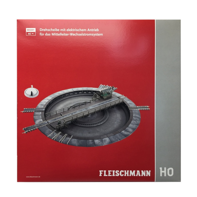 Pont tournant électrique 48 voies pour systèmes 3 Rails-HO-1/87-FLEISCHMANN 665201