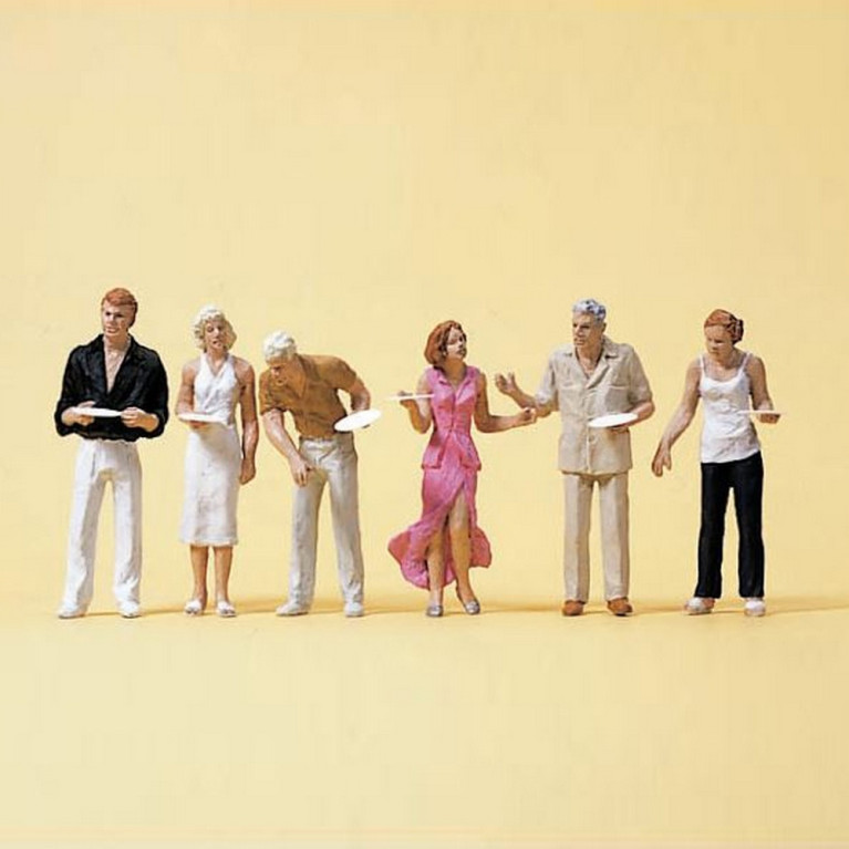 6 personnages au buffet-HO 1/87-PREISER 10440