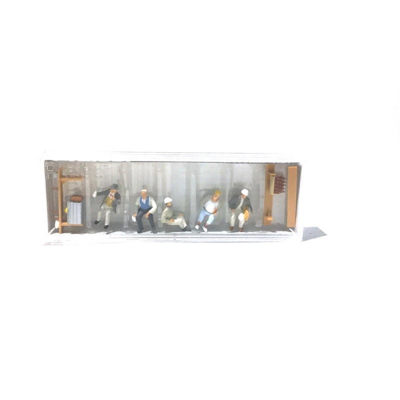 5 Maçons en pause + accessoires-HO 1/87-PREISER 10338