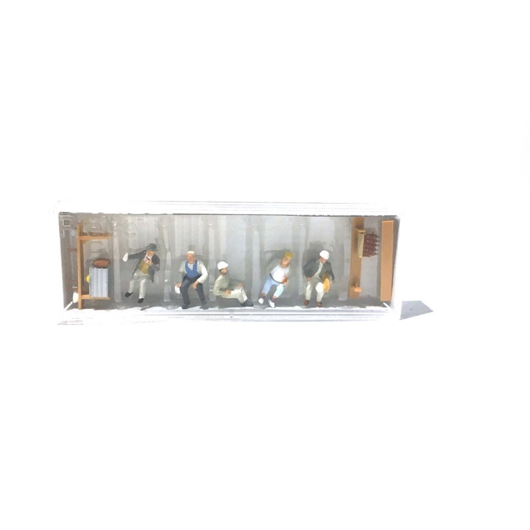 5 Maçons en pause + accessoires-HO 1/87-PREISER 10338
