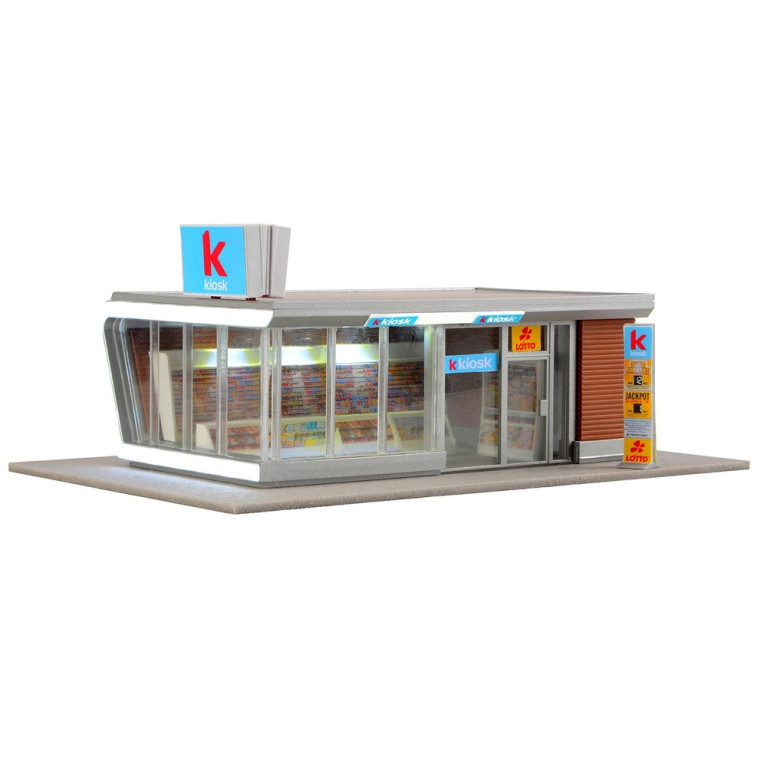 Kiosque à journaux moderne lumineux-HO 1/87-KIBRI 39008