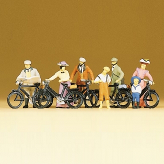 7 personnages + vélos (1900)-HO 1/87-PREISER 12129