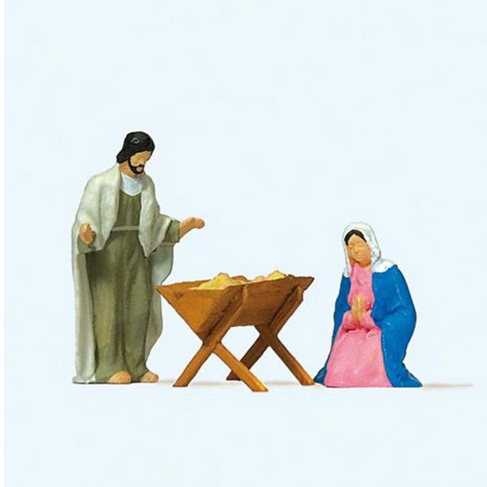 Marie et Joseph autour du berceau-HO 1/87-PREISER 29091