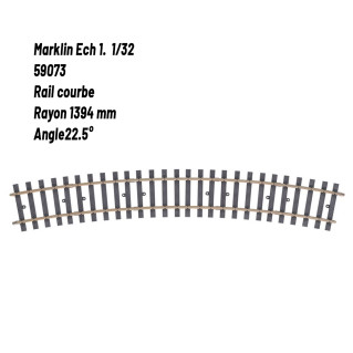 Rail courbe Rad. 1394 mm 22.5°-1 1/32-MARKLIN 59073