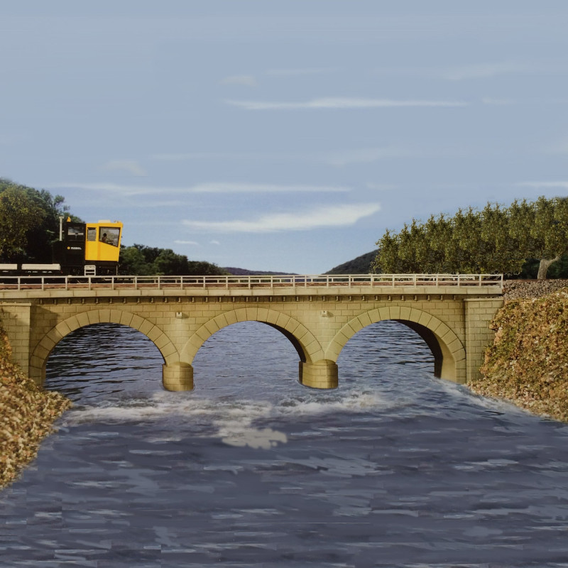 Pont droit à arc maçonné 1 voie-HO-1/87-KIBRI 39721