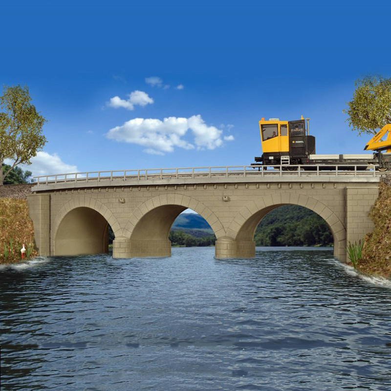 Pont courbe à arc maçonné 1 voie-HO-1/87-KIBRI 39722