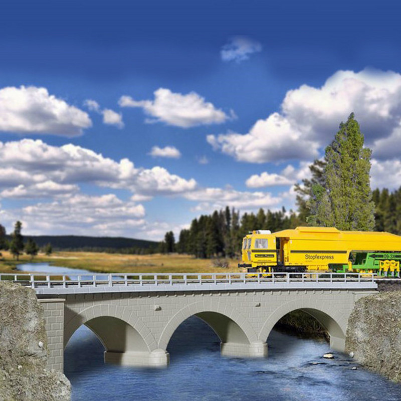 Pont courbe à arc maçonné 1 voie-HO-1/87-KIBRI 39723