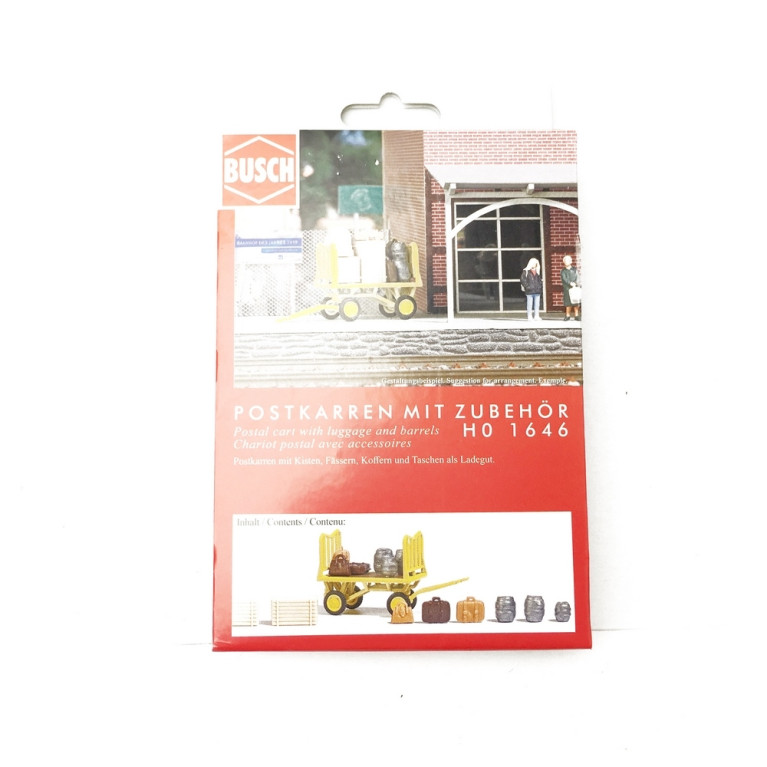 Chariot Postal + accessoires-HO 1/87-BUSCH 1646