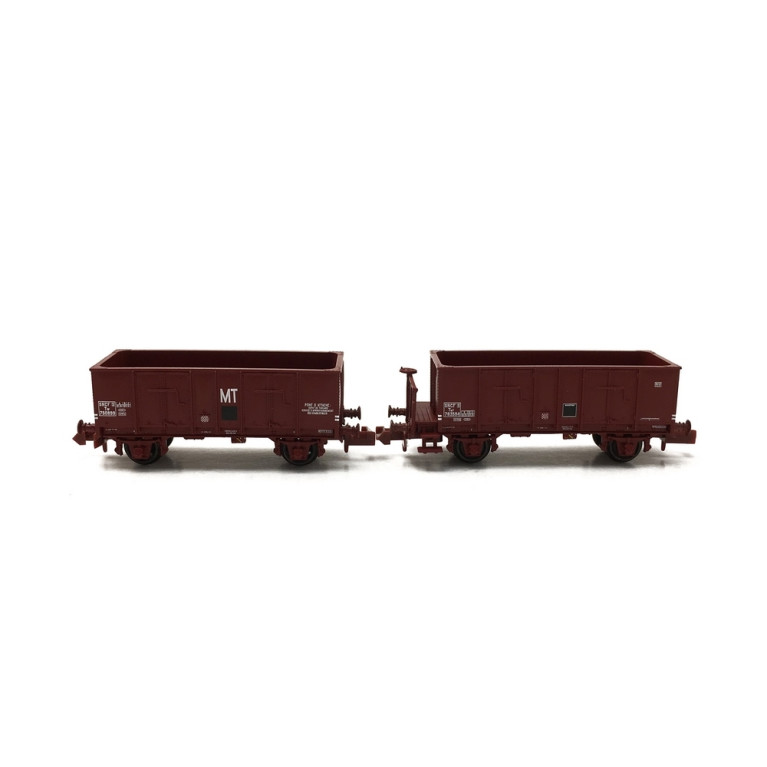 2 Wagons Tombereaux Tôlés OCEM 29 SNCF Ep III - N 1/160 - REE NW050