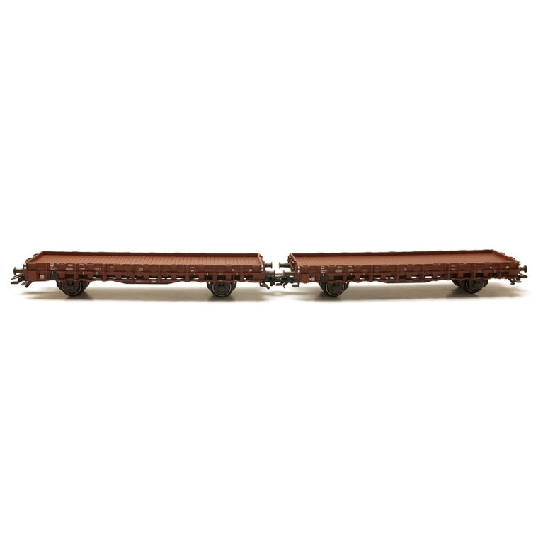 2 wagons plats à ranchers transport de voitures DAF 66 NS Ep IV-HO 1/87-MARKLIN 46404