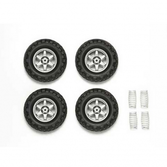 Set de 4 roues + 4 ressorts "Cross Country" Hexa 12 mm - 1/10 1/12 - TAMIYA 54742