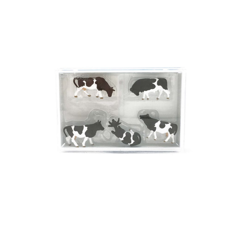 5 vaches noires et blanches-HO 1/87-PREISER 14155N