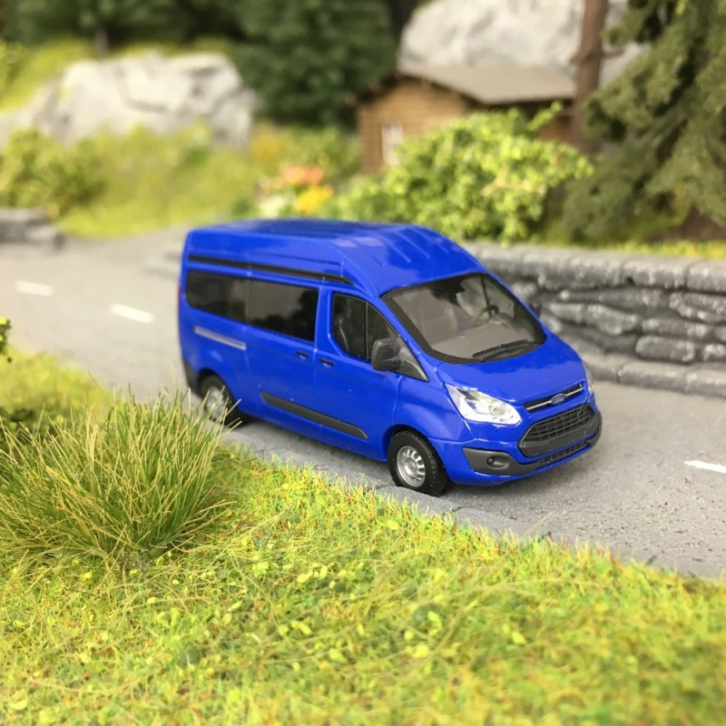 Ford Transit Custom Bus Bleu-HO 1/87-BUSCH 52501