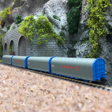 2 Wagons bâché double Lails Transfesa-N-1/160-MFTRAIN 33078/79
