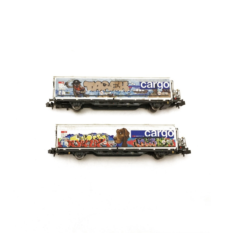 2 wagons HBBILLS-uy SBB CARGO "Tagués" Ep VI-N 1/160-MABAR GN01