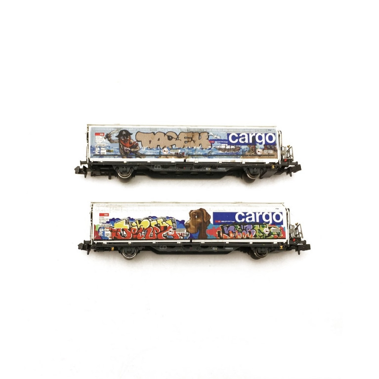 2 wagons HBBILLS-uy SBB CARGO "Tagués" Ep VI-N 1/160-MABAR GN01
