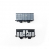 2 Wagons Couverts CFD Gris / Gris-Noir toit rond-HOm 1/87-REE VM013