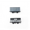 2 Wagons Couverts CFD Gris / Gris-Noir toit rond-HOm 1/87-REE VM013